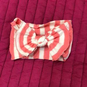 Baby Bling Headband white and coral stripes